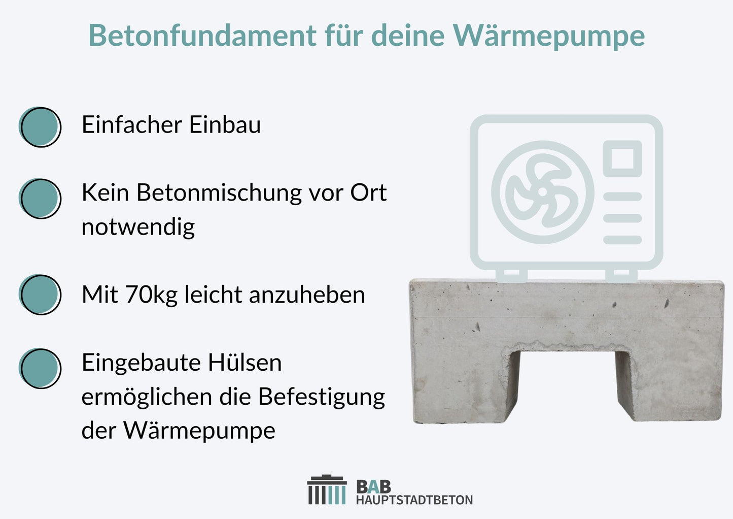 Zwei Betonfundamente für die Installation von Wärmepumpen